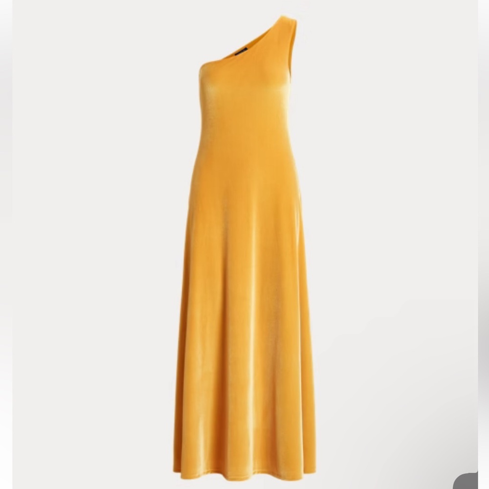Ralph Lauren Yellow Sleeveless Halter Maxi Dress